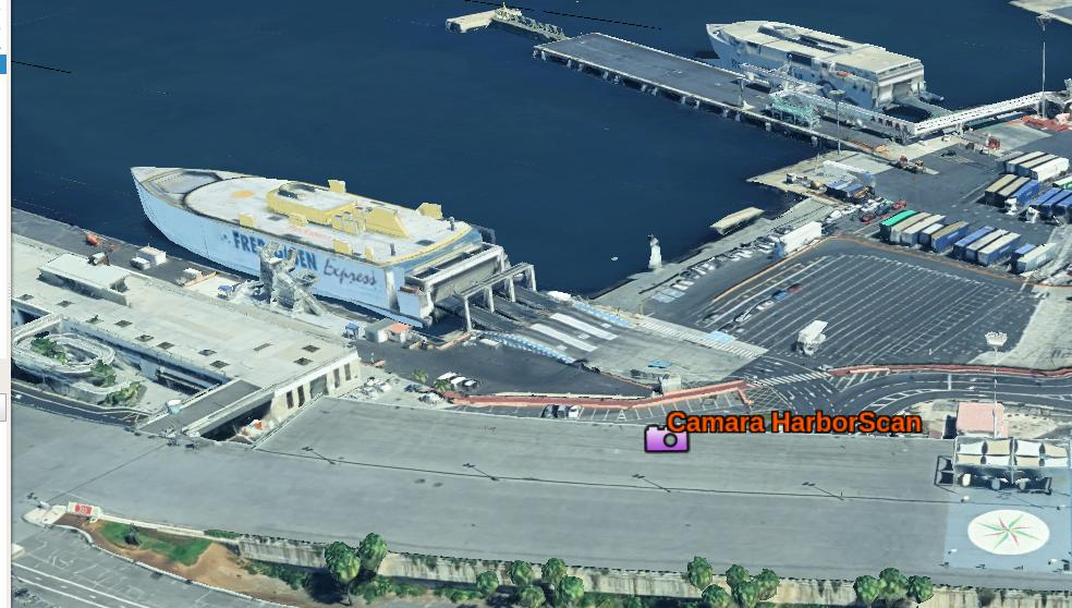 Ubicación del nodo móvil HarborScan en Google Earth